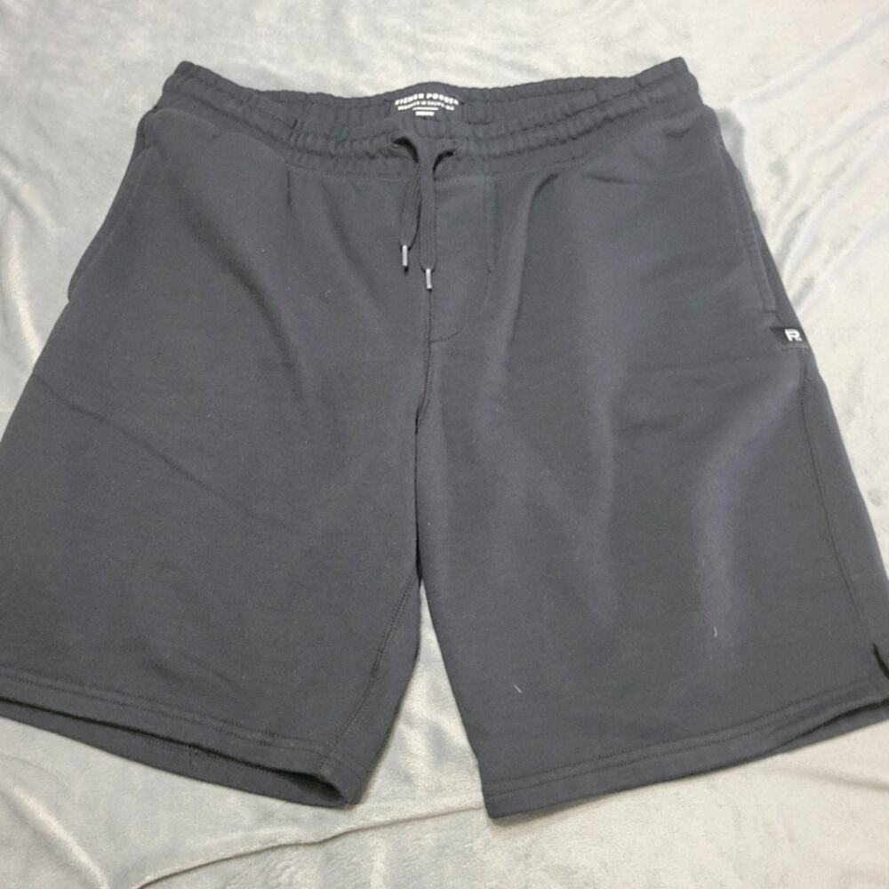 Richer Poorer Shorts Mens Size Medium Black Fleece Wide Leg Pull On Comfort Tie